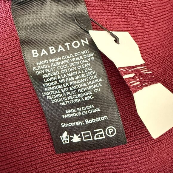 Aritzia Babaton Sculpt Knit O'keeffe Dress Burgundy Size XL NEW - Picture 6 of 7